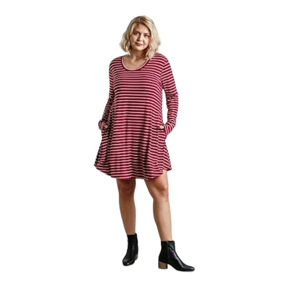 NWT Jodifl Tunic Dress Stripes Rust & White Size  M - Picture 1 of 9